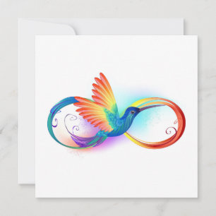 Faire-part Colibri arc-en-ciel avec symbole d'infini