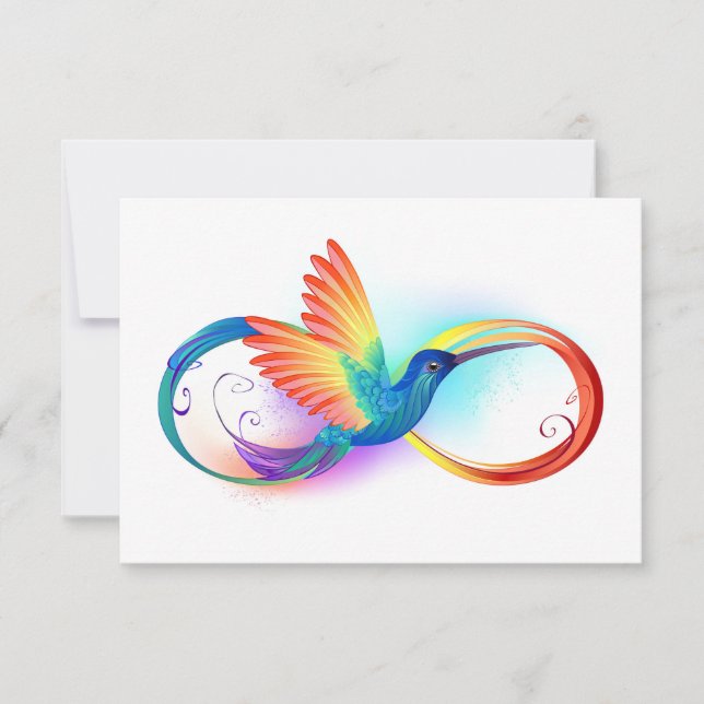 Faire-part Colibri arc-en-ciel avec symbole Infinity (Devant)
