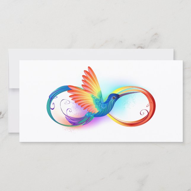 Faire-part Colibri arc-en-ciel avec symbole Infinity (Devant)