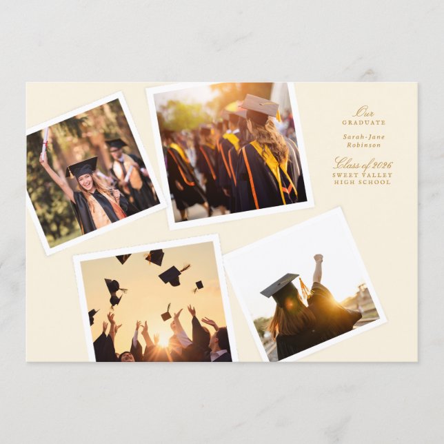 Faire-part collage 4 photo frame elegant our graduate school (Devant)