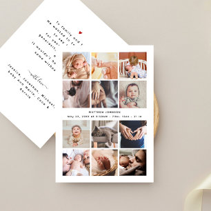 Faire-part Collage de 12 photos minimaliste pour remerciement