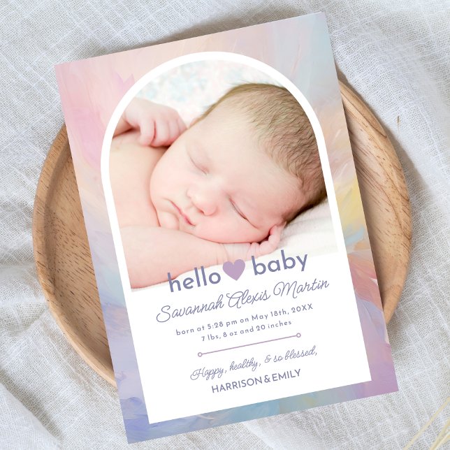 Faire-part Collage de photos d'arche Bonjour bébé Naissance (Créateur téléchargé)