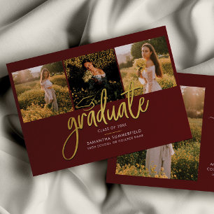 Faire-part Collage de photos de fin d'études 2026 Script Bour