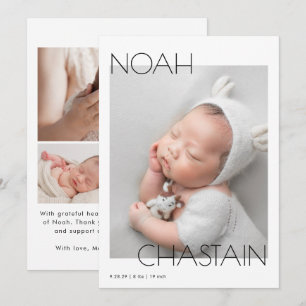 Faire-part Collage de photos de naissance de bébé moderne min