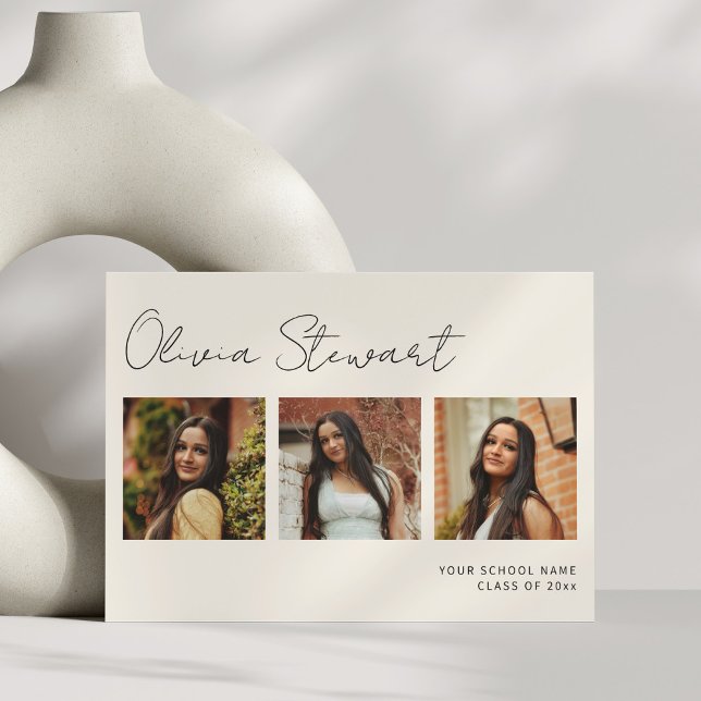 Faire-part Collage de photos de remise de diplômes minimalist (Créateur téléchargé)