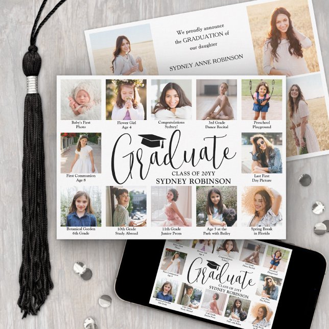Faire-part Collage de photos et légendes Écriture tendance po (Créateur téléchargé)