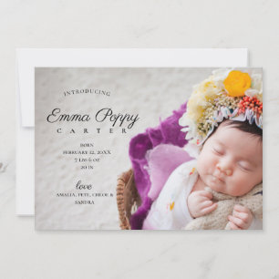 Faire-part Collage de photos moderne monogramme naissance fil