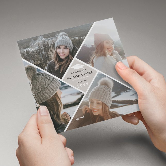 Faire-part Collage de photos multiples moderne pour diplômé (Créateur téléchargé)