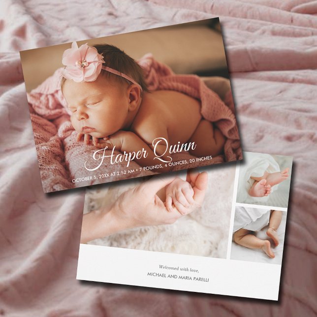 Faire-part Collage photo bébé Annonces de naissance (Baby Photo Collage Birth Announcements)