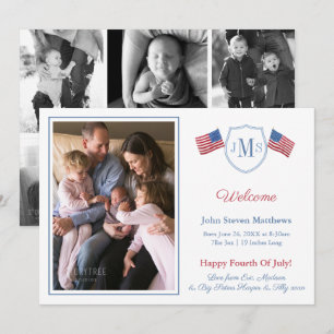 Faire-part Collage photo de monogramme patriotique pour l'ann