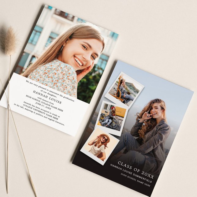 Faire-part Collage photo de remise de diplômes 2026 Moderne (Graduation 2024 Multi Photo Typography 5 Photos Announcement Card)