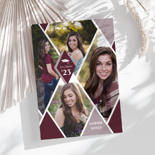 Faire-part Collage photo diamant moderne diplômé remise des d