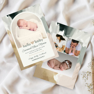 Faire-part Collage photo moderne Hello Baby Birth