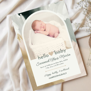 Faire-part Collage photo moderne Hello Baby Birth