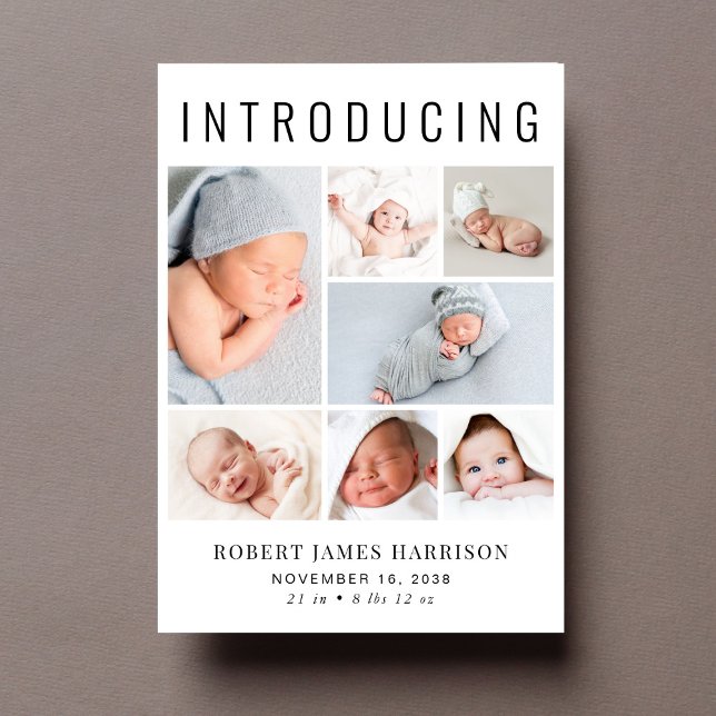 Faire-part Collage photo moderne naissance (Announce the arrival of your precious baby in a way that is as beautiful and unique as they are)