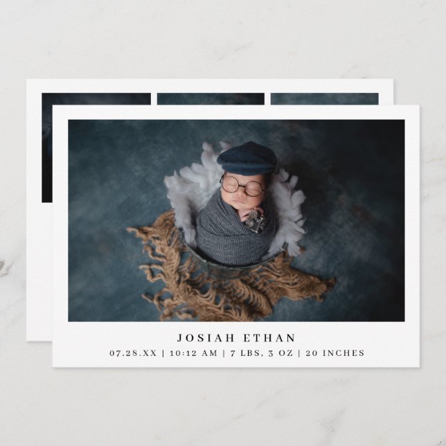 Faire-part Collage photo moderne Simple Naissance d'un nouvea (Devant / Derrière)