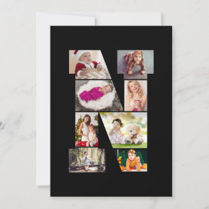 Faire-part Collage photo N en lettres noires et blanches