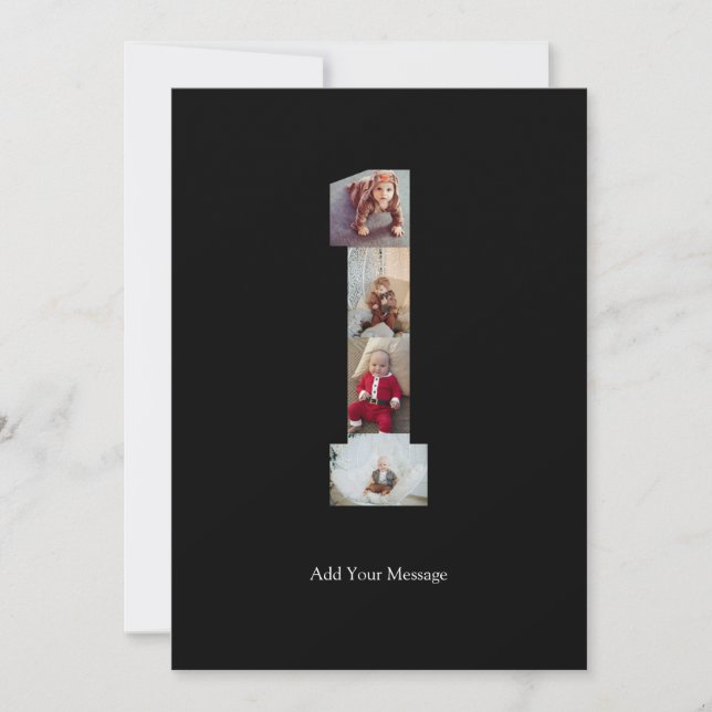 Faire-part Collage photo noir et blanc numéro 1 (Devant)