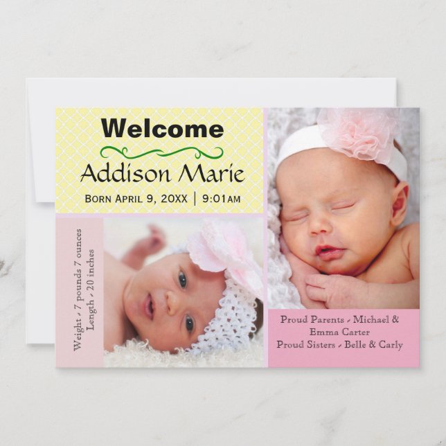 Faire-part Collage photo Pastel 2 - Annonce de naissance (Devant)