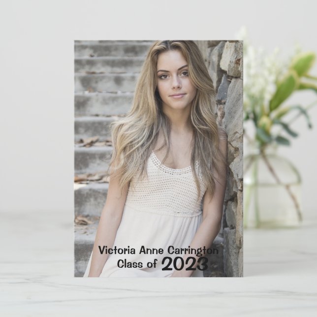 Faire-part Collage photo simple Nom de grade Graduation (Debout devant)