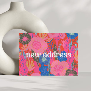 Faire-part Coloré Rouge Floral Nous Avons Déménagé Nouvelle M