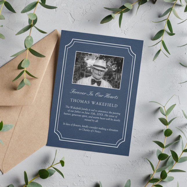 Faire-part commémoratif photo en pierre bleue de l (Créateur téléchargé)