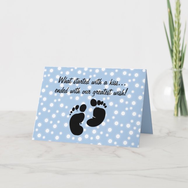 Faire-part Commencé Par Un Baiser Bleu Bouton Personnalisé (Devant)