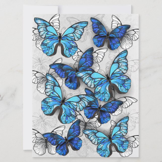 Faire-part Composition des White and Blue Butterflies (Devant)