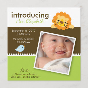 Faire-part Concepteur Lion & Birdie Annonce de naissance (ver