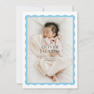 Faire-part Conception d'une bordure ondulée pour un bébé garç