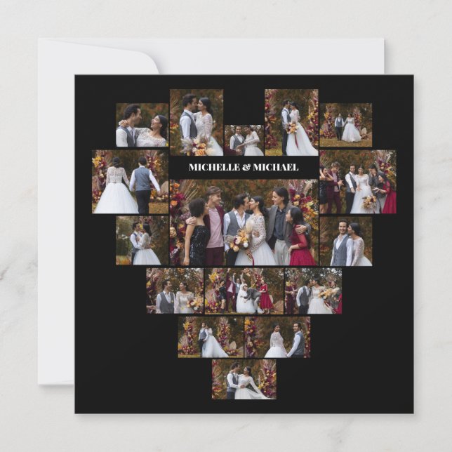 Faire-part Concevez Votre Propre Collage De Photos En Forme D (Devant)