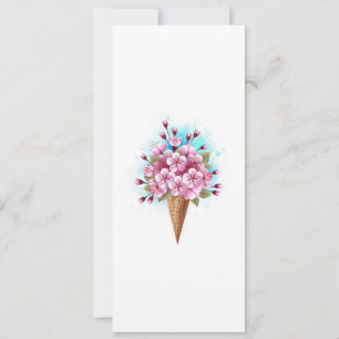 Faire-part Cône rose Sakura crème glacée gaufre