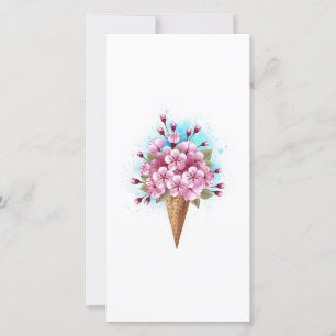 Faire-part Cône rose Sakura crème glacée gaufre