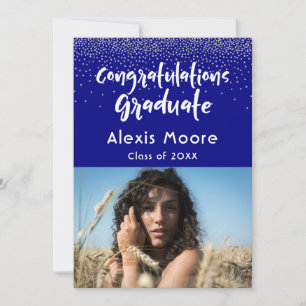 Faire-part Confetti d'argent sur marine, photo Grad Faire-par