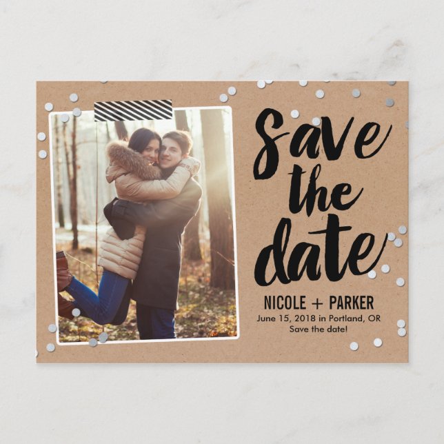 Faire-part Confetti Enregistrer La Date Carte Postale (Devant)