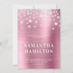 Faire-part Confettis Diamants Rose Ombré Feuille d'Aluminium