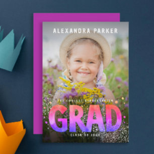 Faire-part Cool Girly Graduate violet rose dégradé Photo