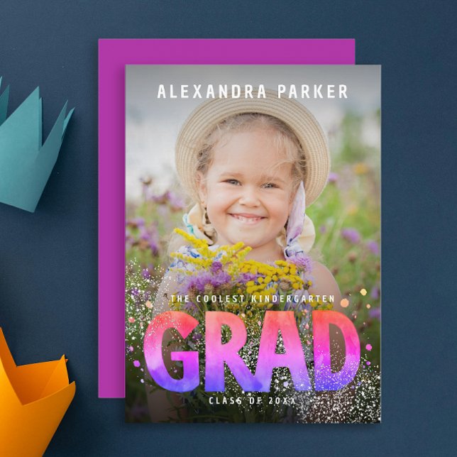 Faire-part Cool Girly Graduate violet rose dégradé Photo (Créateur téléchargé)