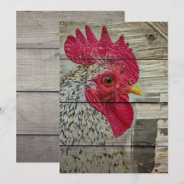 Faire-part Coop de poulet rustique de coq (Devant / Derrière)