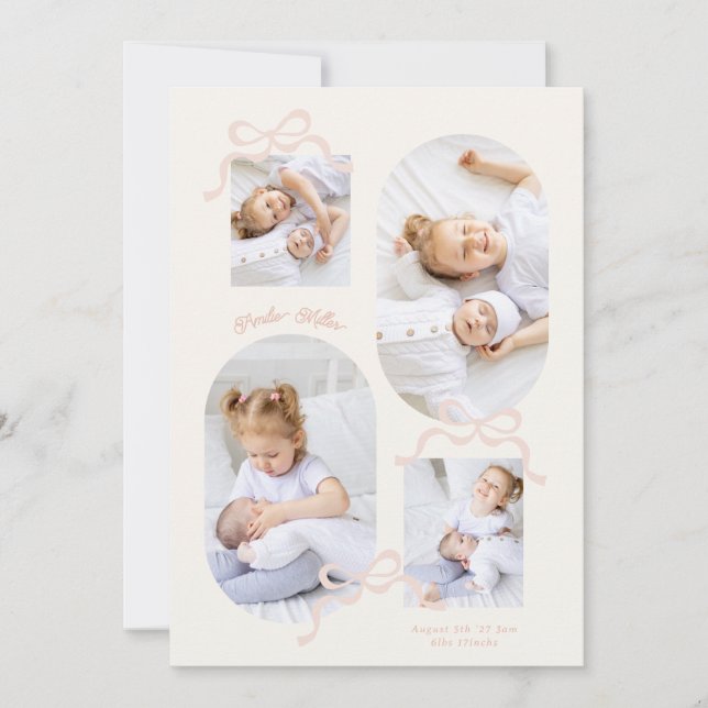 Faire-part coquette corse collage 4 photo Fille bébé (Devant)