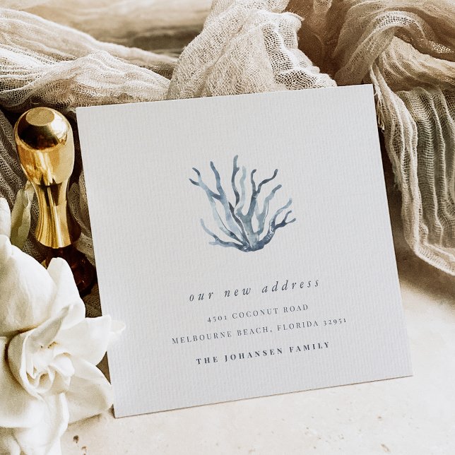 Faire-part Corail bleu côtier Changement d'adresse Déménageme (Créateur téléchargé)