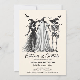 Faire-part Costumes et cocktails de fête d'Halloween pour adu