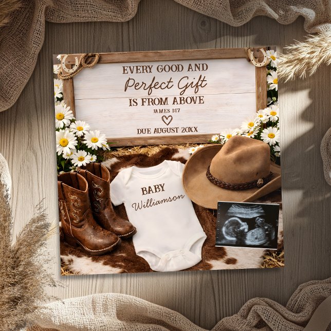 Faire-part Country Western Cowboy Boots Baby Reveal Pregnancy (Créateur téléchargé)