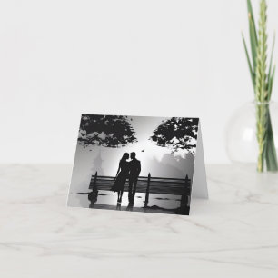 Faire-part Couple de silhouette romantique dans le parc Date