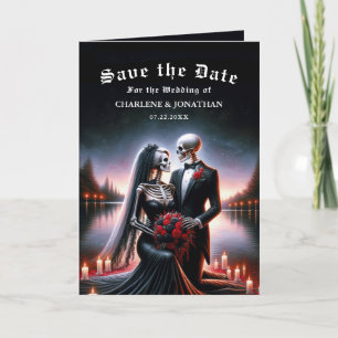 Faire-part Couple de squelettes gothiques Navy Save the Date