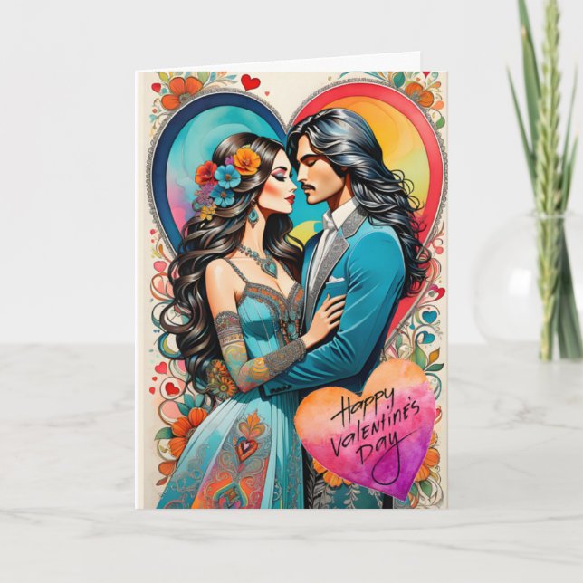 Faire-part Couple hippie Valentine en Embraye (Devant)