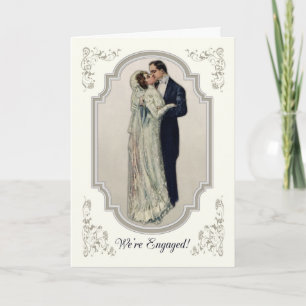 Faire-part Couple victorien en Fiançailles Mariage