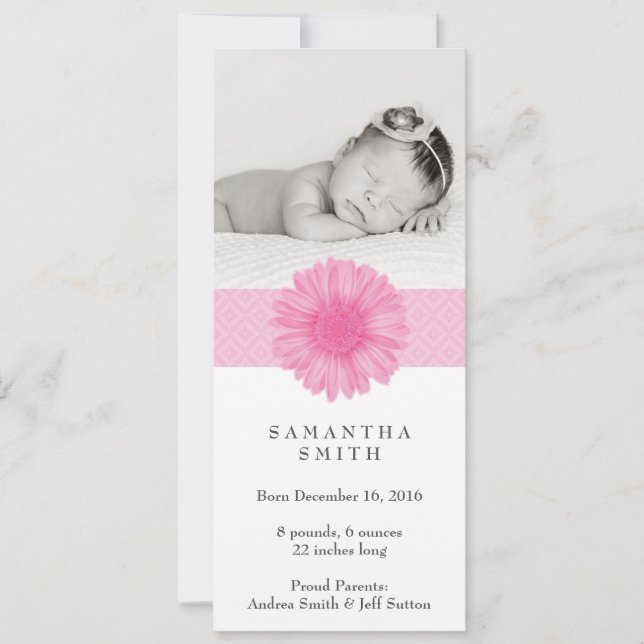 Faire-part Couronne de fleurs ı Annonce de naissance 4" x 9.2 (Devant)