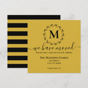 Faire-part Couronne Monogramme Noir Or Élégant Nous Avons Dém