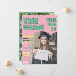 Faire-part Couverture de magazine de photo de remise de diplô